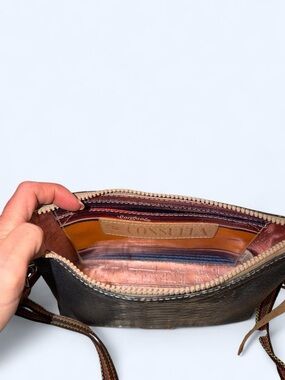 Consuela Uptown Crossbody Clutch with Black Snakeskin embossed leather